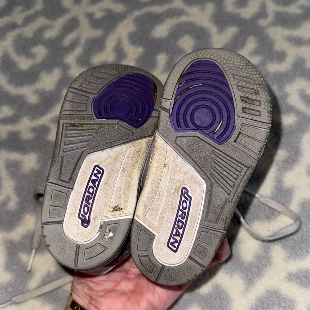 💜 Air Jordan GUC Toddlers Retro 3 Td 'Dark Iris' Sneakers💜 SIZE 6 - Picture 8 of 10